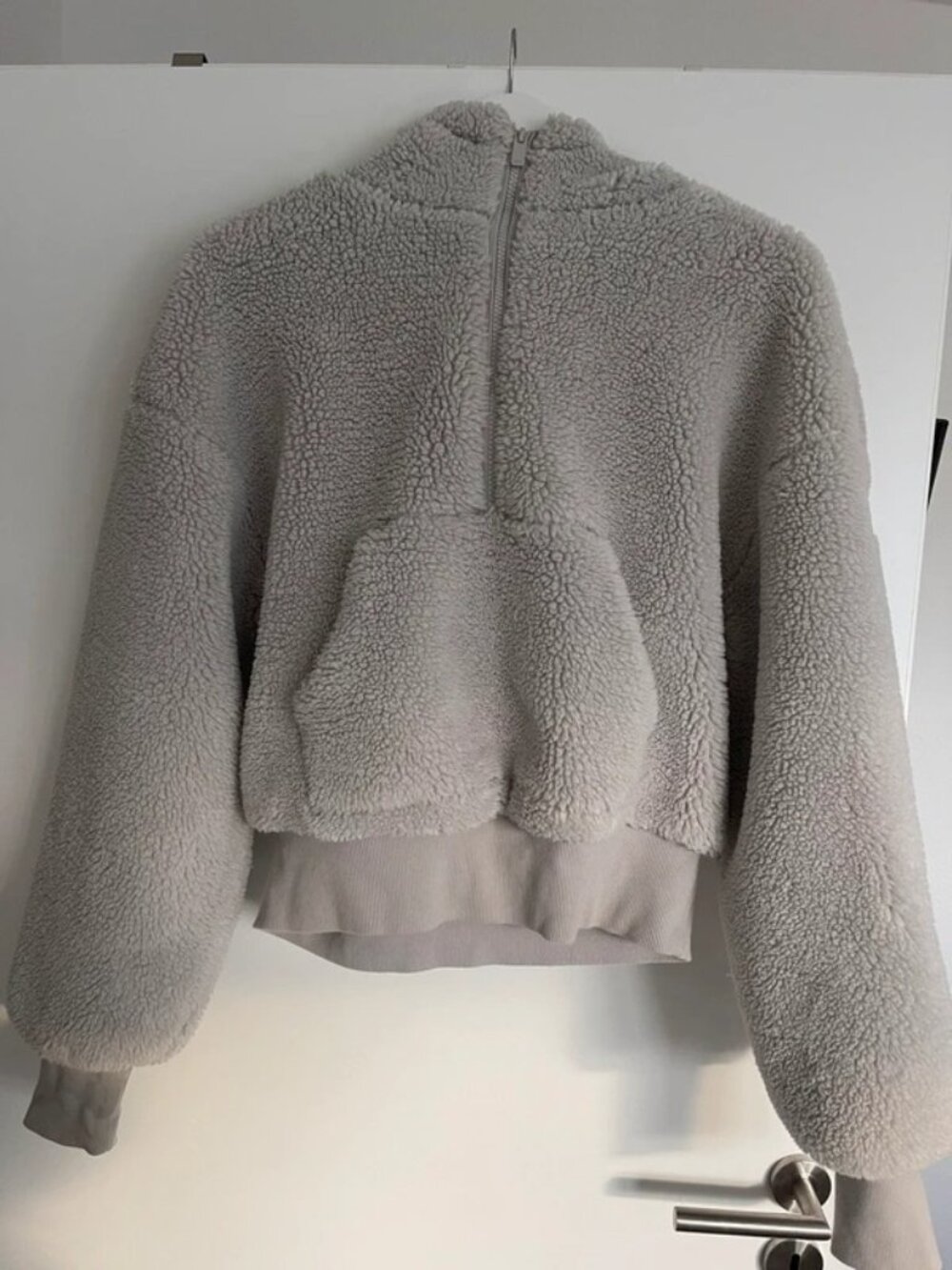 Alo Yoga Cropped Half Zip Sherpa Fleece Pullover Light Gray Size S